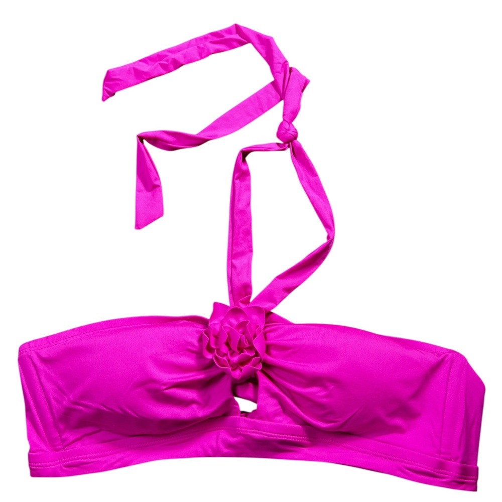 BECCA Garden of Eden Bandeau Bikini Top Adjustable Tie Back bikini swim top NWT